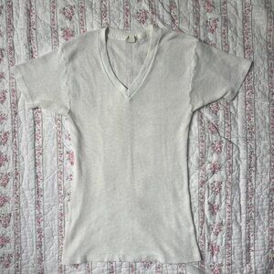 White V-Neck Women's Top